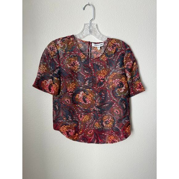 Elizabeth and James Sheer Silk Top Size XS - Picture 2 of 6